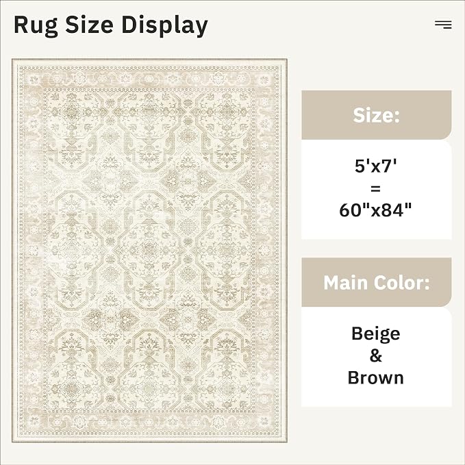 Area Rugs 5x7, Washable Rug, Stain Resistant 5x7 Area Rugs - Image 5
