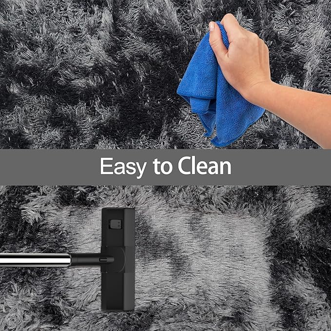 4x6 ft Area Rug for Bedroom Black Grey Tie Dye Fluffy Rug Mat Bedside Throw Rug - Image 7
