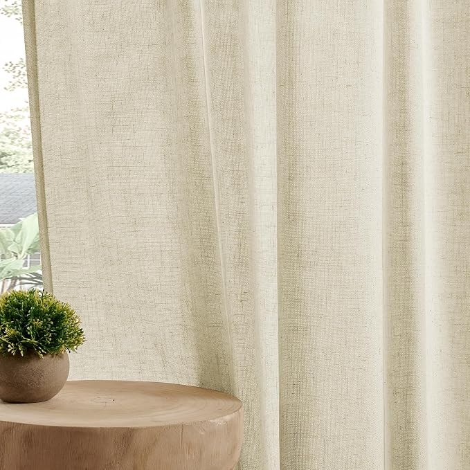 Joydeco Linen Curtains 108 Inch Length 2 Panel Sets, Light Filtering Curtains - Image 6