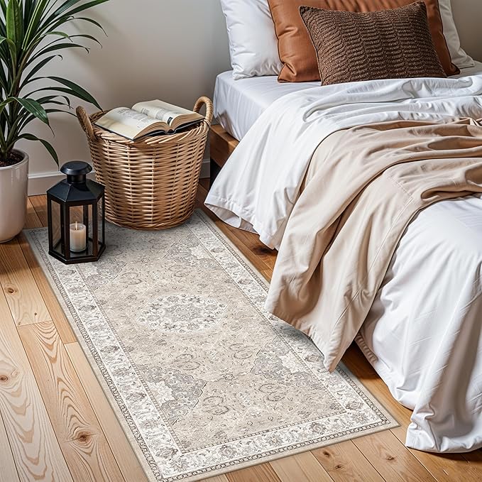 Washable 2x4 Entryway Area Rugs: Vintage Water Resistant Kitchen Rug Non-Slip - Image 3