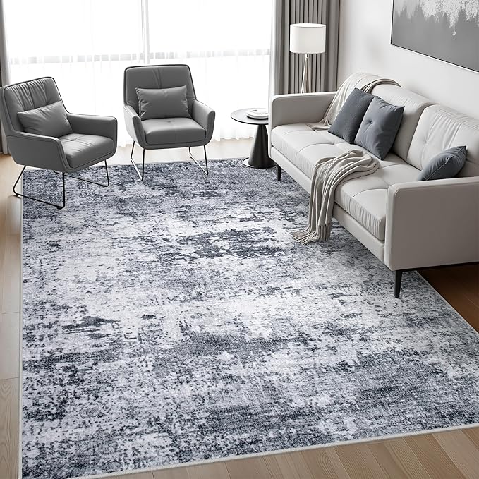 8x10 Area Rug Living Room Rug: Washable Modern Abstract Soft Thin Rug Indoor - Image 3
