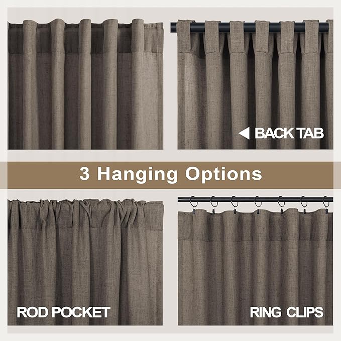 Chocolate Brown Curtains for Living Room 84 Inch Length 2 Panels Set Light - Image 4