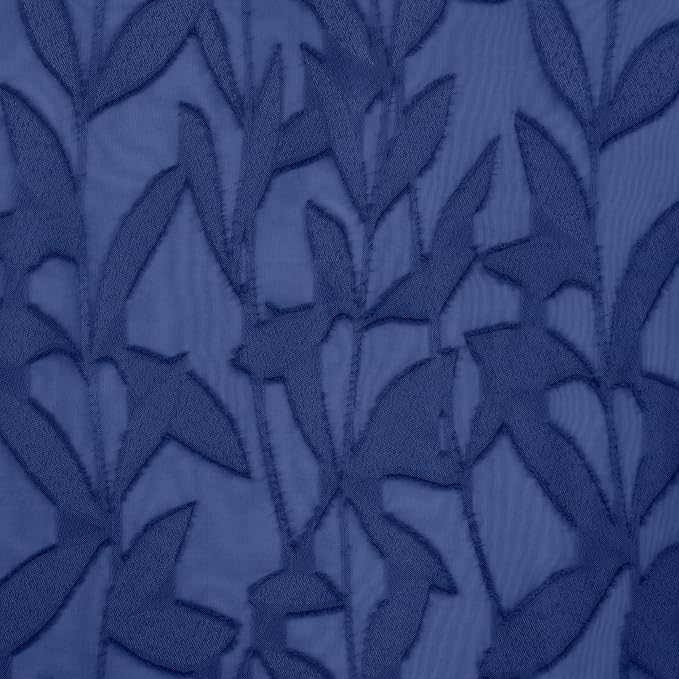 Lecloud Leia Dusty Blue Sheer Kitchen Curtains 24 Inch Length 2 Pcs, Jacquard - Image 9