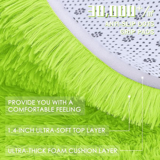 OLANLY Lime Green Round Rugs for Bedroom - Image 5