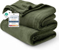 Bedsure GentleSoft Fleece Throw XL Blanket Olive Green by BEDSURE
