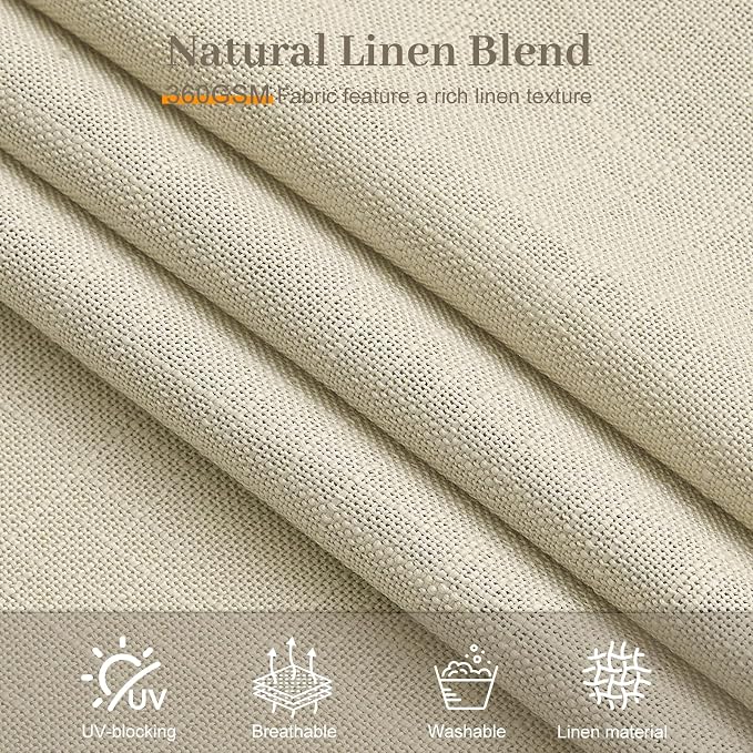 IVAPUPU Pinch Pleated Linen Curtains 90 Inches Long 2 Panels - Image 6