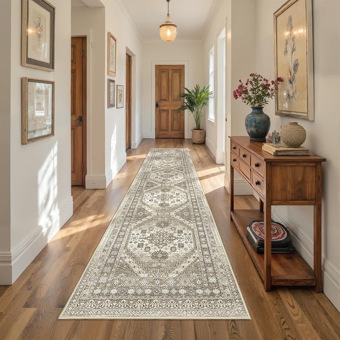 Carpet Runners for Hallway 12ft, Non-Slip Long Bathroom Rugs Runner for Kitchen by Restydon