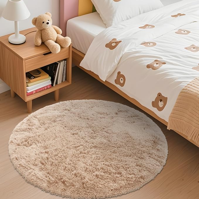 OLANLY Beige Round Rugs for Bedroom - Image 3