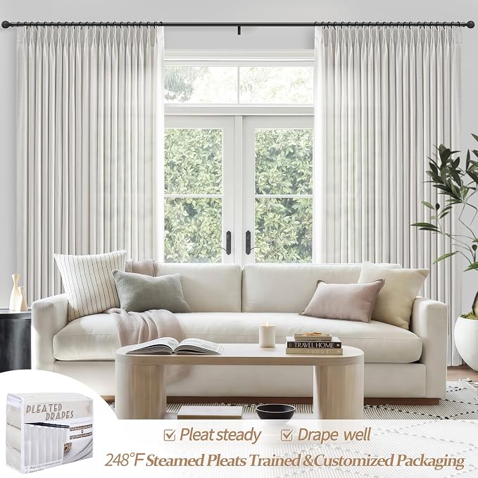 Pinch Pleated Extra Wide 70 x 96 Inch Curtains 2 Panel Set - Image 7