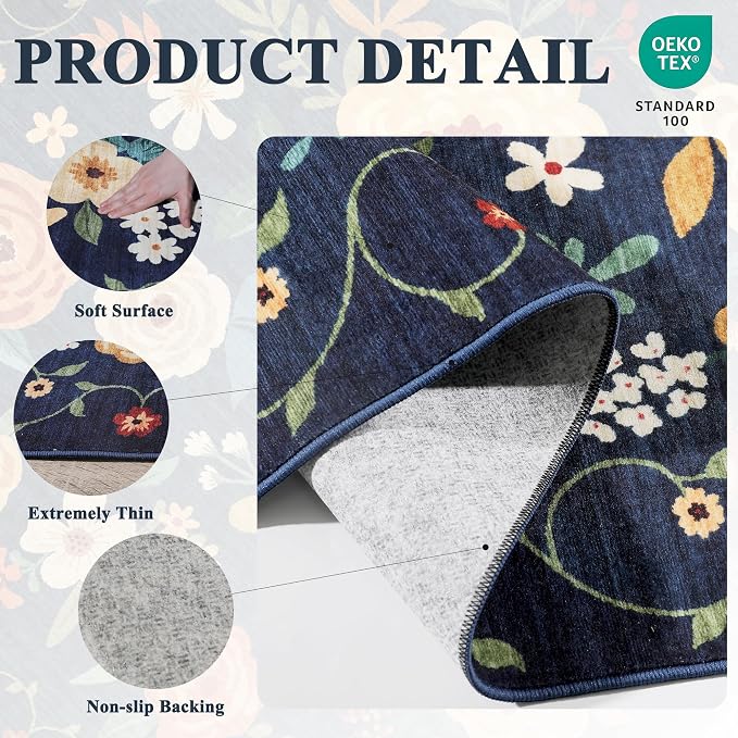 DUKINO 2x10 Runner Rug, Washable Kitchen Runner Rug Non Slip, Low Pile - Image 5