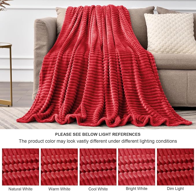 BEDELITE Fleece Throw Blanket for Couch – 3D Ribbed Jacquard Soft and Warm - Image 7