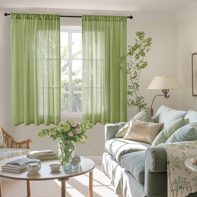 BGment 54 Inch Length Green Curtains - Image 2