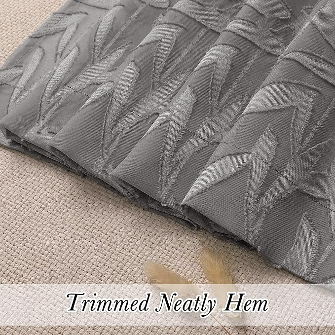 Lecloud Leia Clip Textured Charcoal Grey Sheer Curtains 63 Inch Length 2 Panels - Image 7