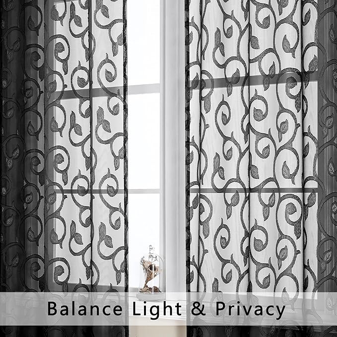 OWENIE Furman Extra Long Sheer Curtains 96 inches Long - Image 3