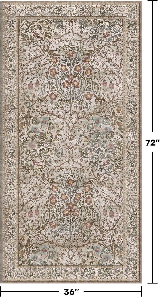 Vintage Moss Green 3x6 Area Rugs - Image 2