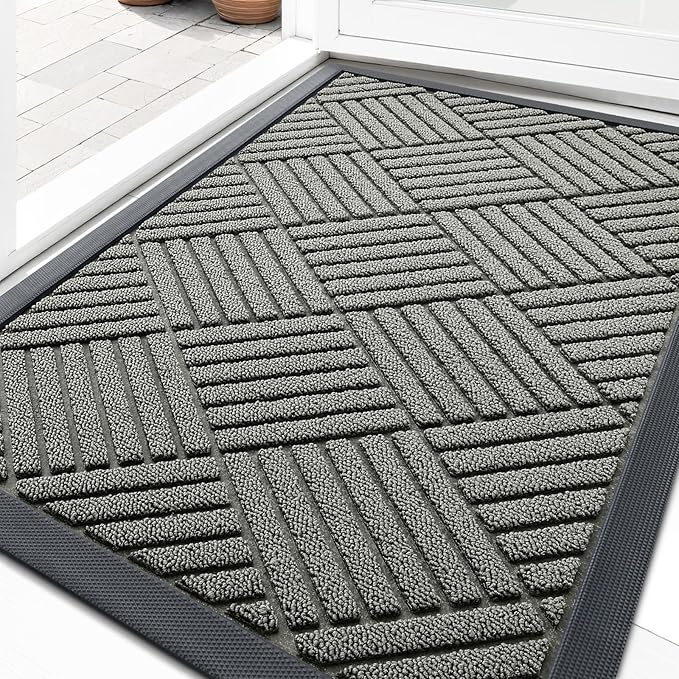 OLANLY Front Door Mat Outside Entrance 35x23, Heavy Duty Sturdy Natural Rubber by OLANLY