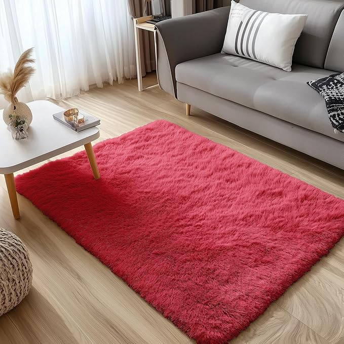 OLANLY 3x5 Machine Washable Small Bedside Rug, Soft Fluffy Shaggy Rugs - Image 3