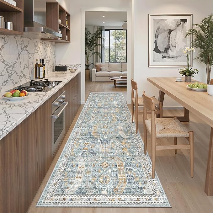 Madane Runner Rug 2'6''x8' Kitchen Runner, Hallway Runner Printed Vintage by Madane