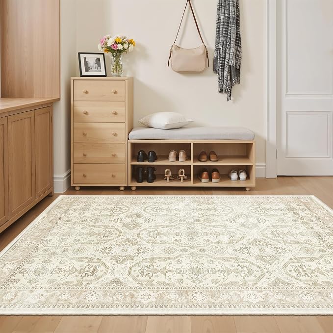 3x5 Rug, Small Area Rug for Kitchen, Machine Washable Non-Slip Throw Rug by Soalmost