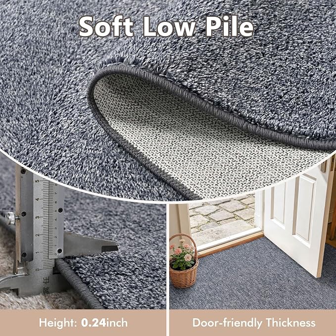 2x8 Grey Blue/White Runner Rug Washable Non-Slip - Image 4