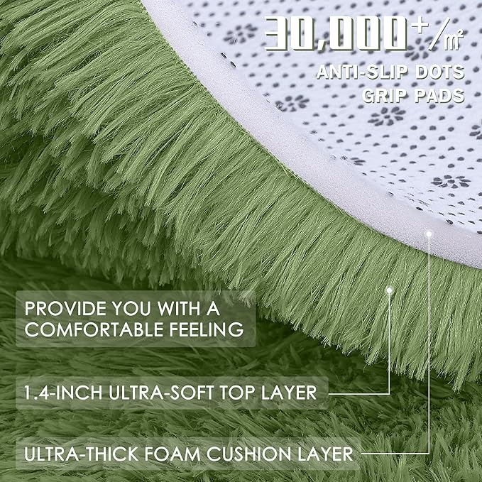 OLANLY Green Round Rugs for Bedroom - Image 5