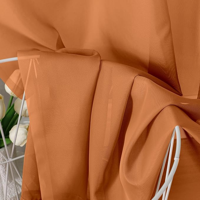 Aiyufeng Orange Sheer Curtains 72 Inch Length 2 Panels Set, Light Filtering - Image 7