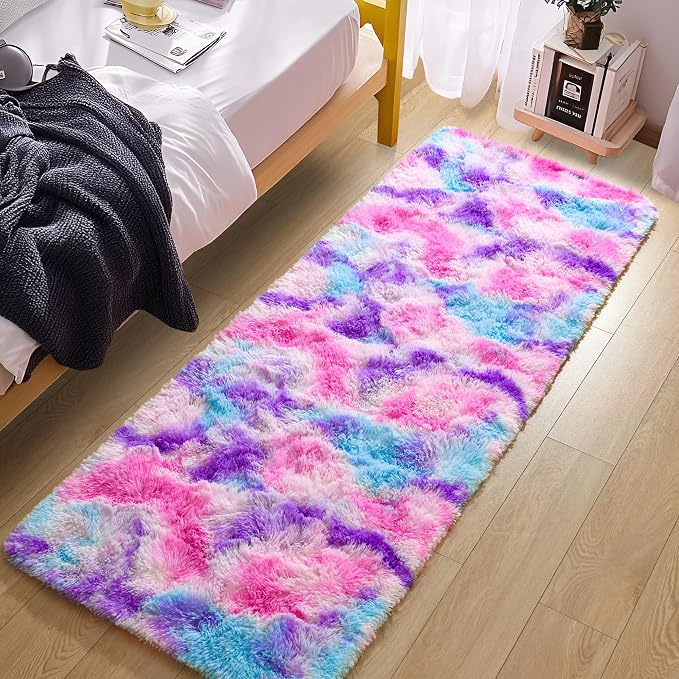 Tepook Soft Rainbow Rug for Girls Room, Cute Fluffy Girls Bedroom Rugs - Image 2