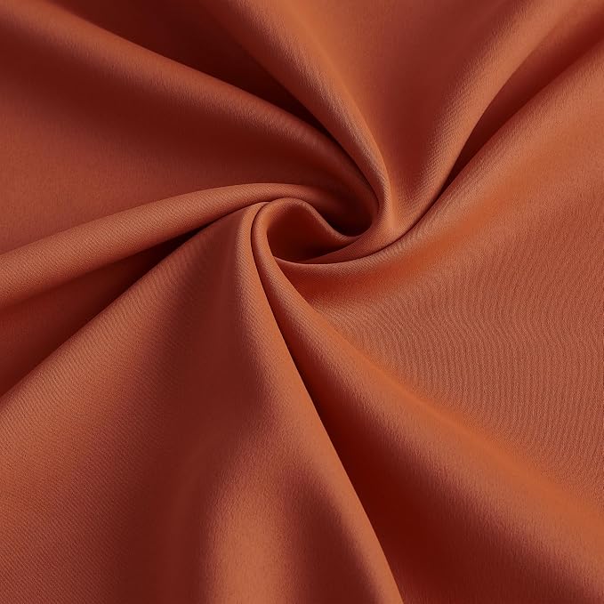Burnt Orange Window Curtains 63 Inches Long, Block Out Room Darkening Insulated - Image 7