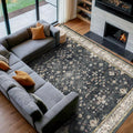 Black Boho Rug for Living Room 8x12 by HazoHaus