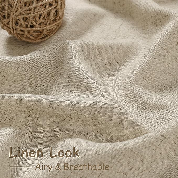 Eggshell Beige Linen Curtains for Living Room 126 Inches Long Light Filtering - Image 4