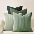 Topfinel Corduroy Throw Pillow Covers Pack of 2 Green 16"x16" No Insert by Topfinel