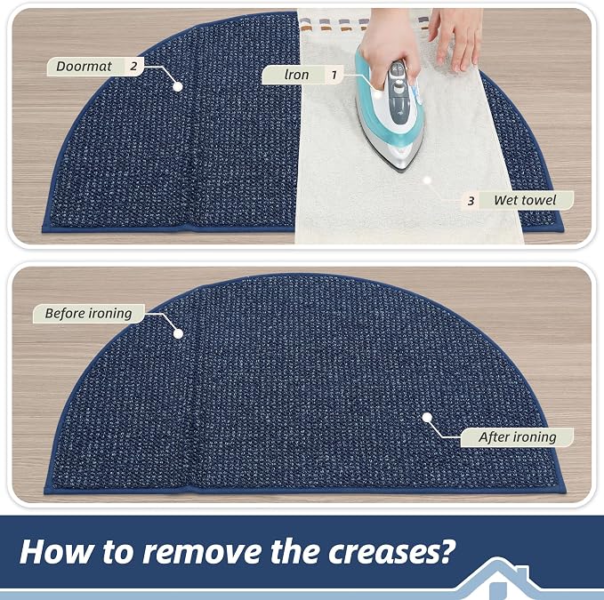 BEQHAUSE Dirt Trapper Door Mat 26" x 40" Half Circle Non Slip Rugs, Absorbent - Image 9