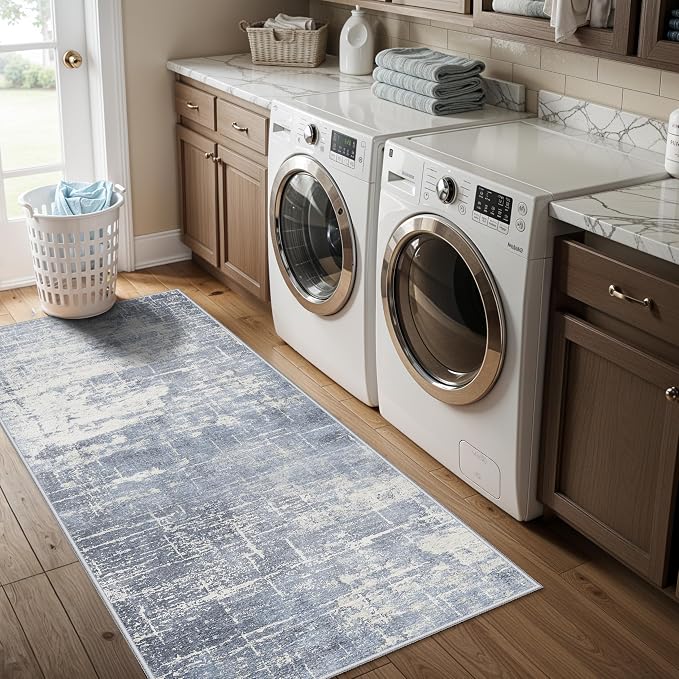 Washable 2x5 Abstract Hallway Runners: Indoor Water Resistant Kitchen Sink Rug - Image 5