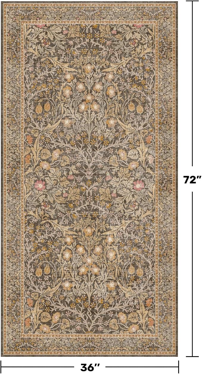 Vintage Brown 3x6 Area Rugs for Large Entryway, Bedroom Beside Rug, Laundry Room - Image 2