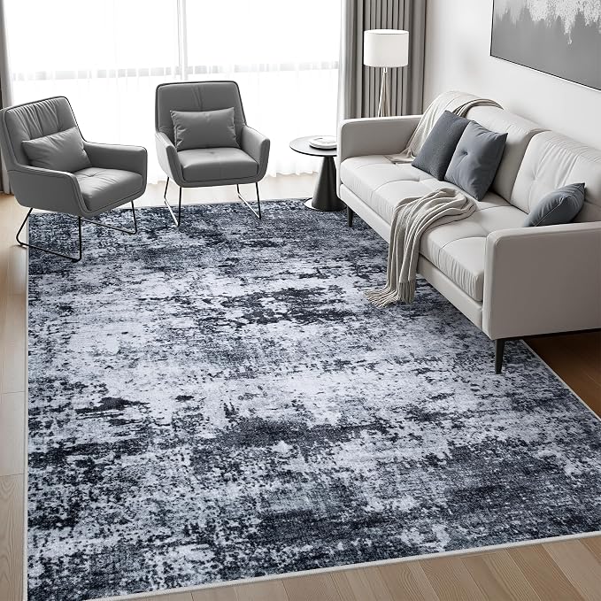 8x10 Area Rug Living Room Rug: Washable Modern Abstract Soft Thin Rug Indoor - Image 3