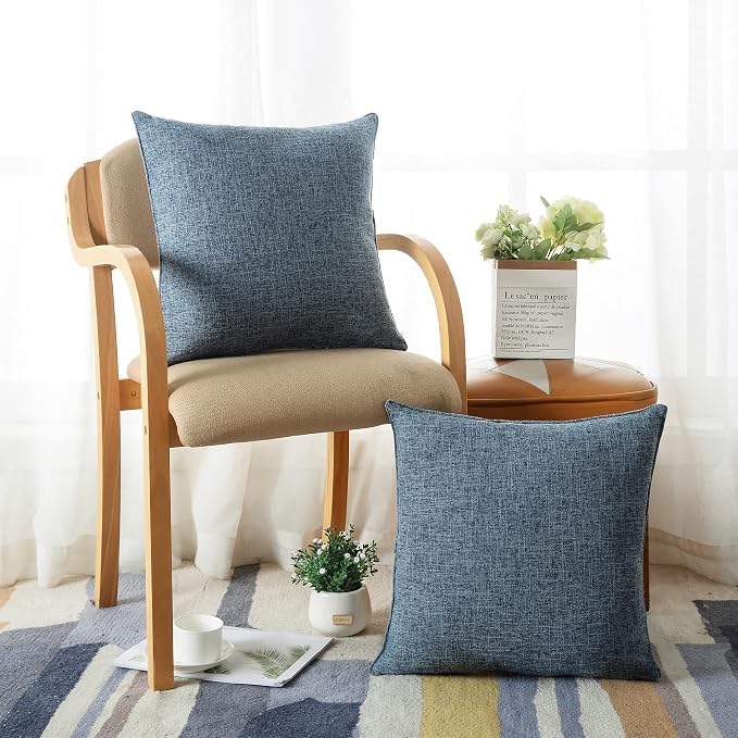 HPUK Linen Throw Pillow Covers Pack of 2, 20x20 Inch Accent Cushion Covers - Image 2