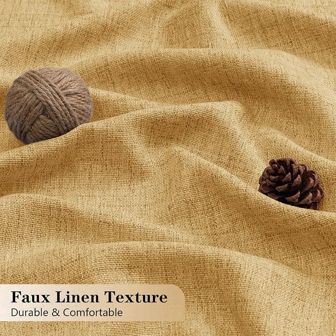 OVZME Valance for Windows, Light Filtering Faux Linen Textured Small Short - Image 4