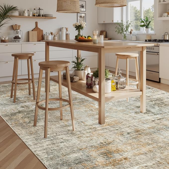 Abstract Rug 8x10 Large Living Room Rugs Neutral Modern Washable Area Rugs - Image 3