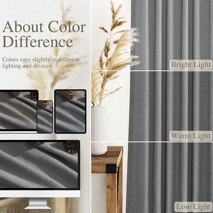 Dark Grey Linen Curtains 96 Inches Long - Image 3