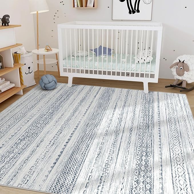 Nakagishi 8x10 Area Rugs Living Room: Washable Boho Large Neutral Soft - Image 5
