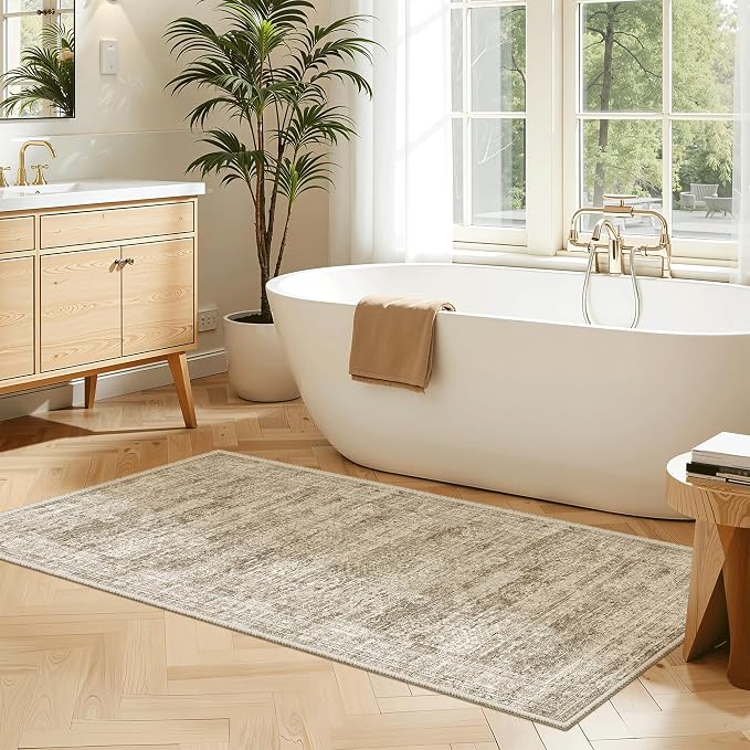 2x4 Washable Rugs for Kitchen, Powder Room Small Area Rug Non-Slip Vintage Low - Image 4