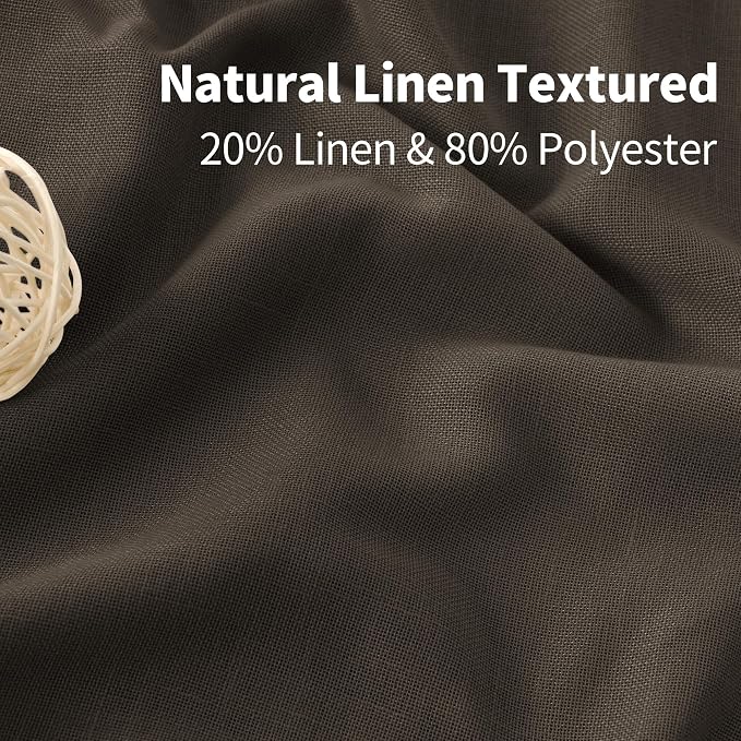 YoungsTex Brown Linen Semi Sheer Curtains 90 Inches Length - Image 4