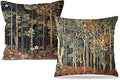 Rustic William Morris Inspired Autumn Forest Decor Throw Pillow Covers 18x18 by Unknown