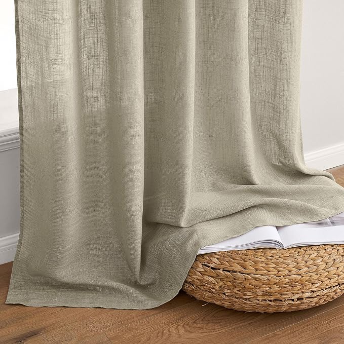 MIULEE Oatmeal Linen Curtains 72 Inch Length 2 Panels - Image 7