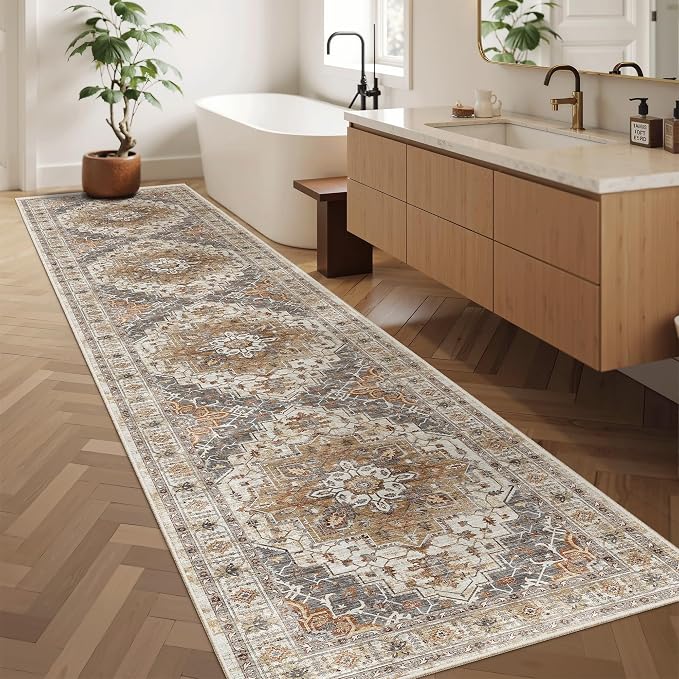 Madane Hallway Runner Rug 2'6''x12', Non Slip Vintage 12ft Runners - Image 4