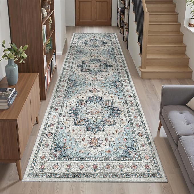 Madane Runner Rug 2'6''x8' Kitchen Runner, Hallway Runner Vintage Washable Rugs - Image 4