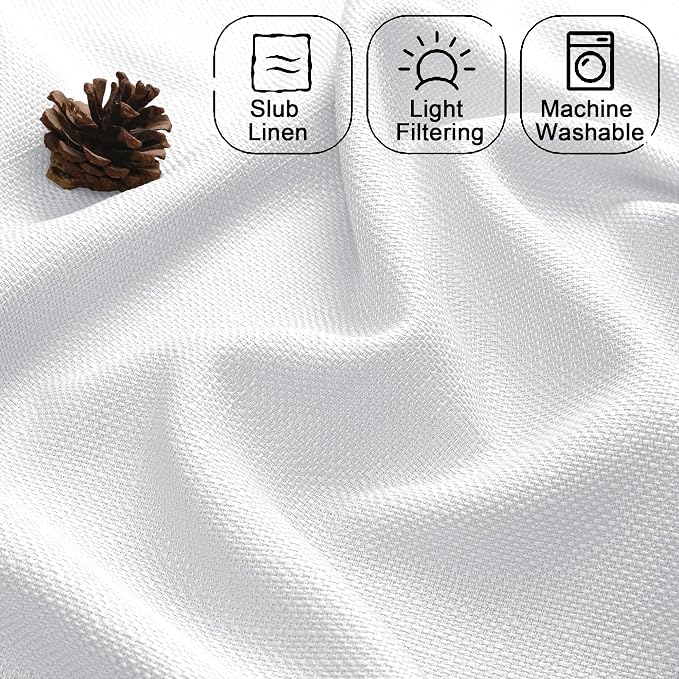 Chyhomenyc White Valance for Windows, Light Filtering Faux Linen Solid Short - Image 4