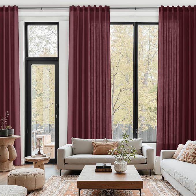 Nanspring Burgundy Linen Curtains - Image 6
