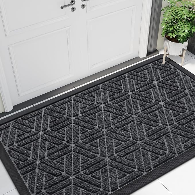 Smiry Front Door Mat Outside Entrance, Heavy Duty Sturdy Natural Rubber Doormat by Smiry