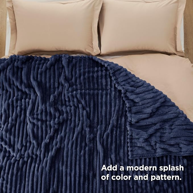 Bedsure GentleSoft Navy Blue California King Size Blanket - Image 5